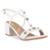 Sandalia Feminina Salto Bloco Baixo Casual Boho Chic Tachas Azul Turquesa Dourada Moda - Off White