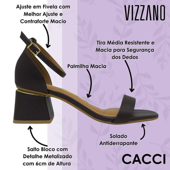 Sandália Feminina Salto Bloco Médio Estilo Moderno Vizzano