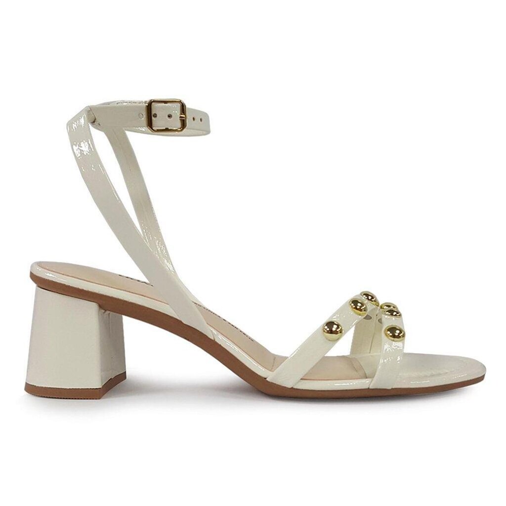 Sandália Feminina Salto Bloco Preto Branco Dakota Y0982-0003