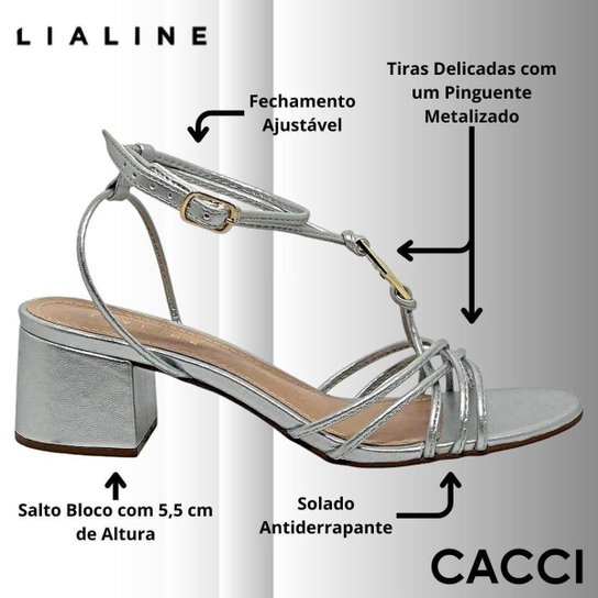 Sandália Feminina Salto Elegante Enfeite Metalico Lia Line
