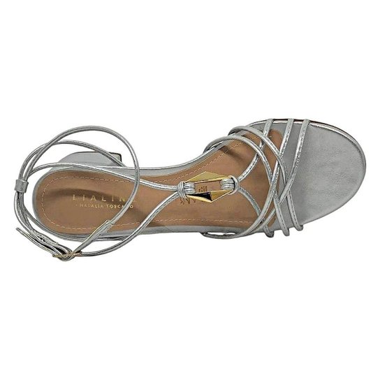 Sandália Feminina Salto Elegante Enfeite Metalico Lia Line
