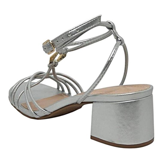 Sandália Feminina Salto Elegante Enfeite Metalico Lia Line