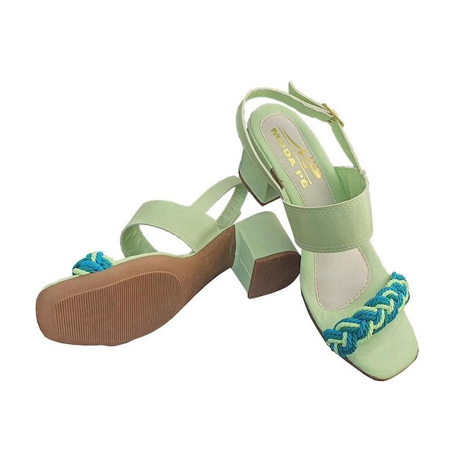 Sandália Feminina Salto Grosso 5 cm Moda Pé 007 Trança