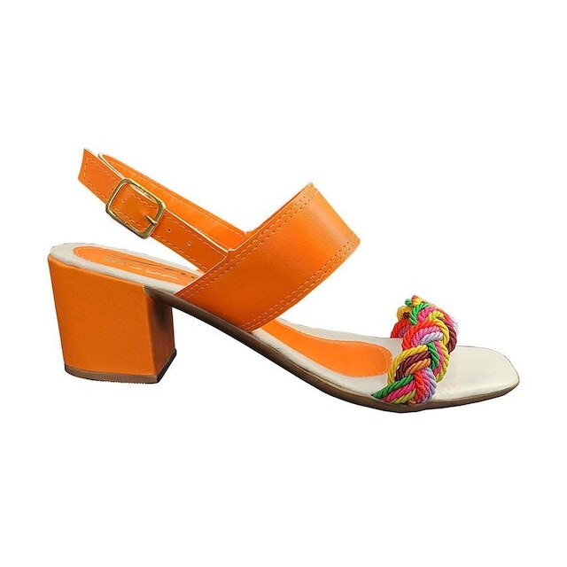 Sandália Feminina Salto Grosso 5 cm Moda Pé 007 Trança