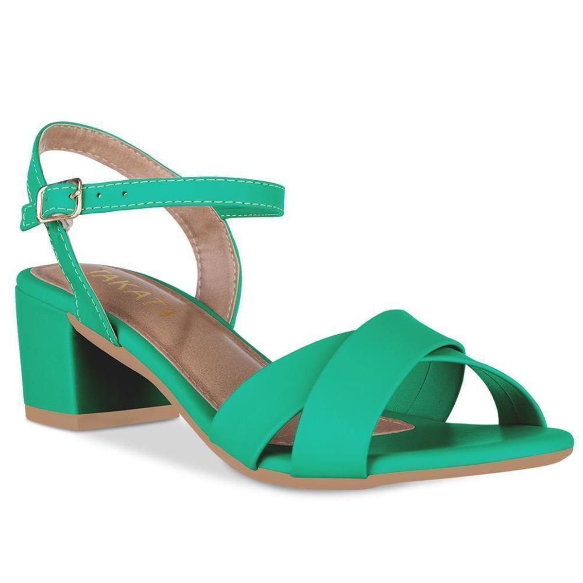 Sandalia Verde Salto Baixo Compre Online Zattini