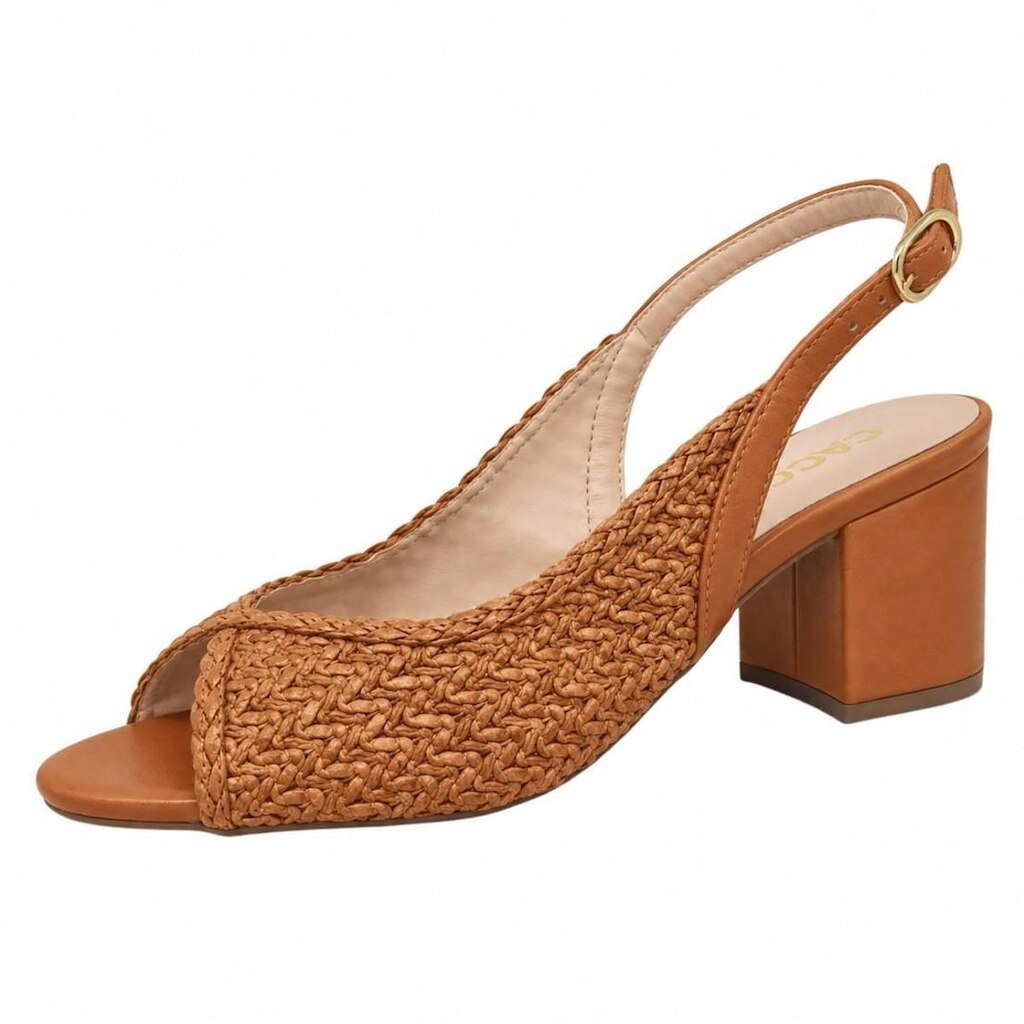 Sandalia Feminina Slingback Conforto Salto Medio Bloco Cacci