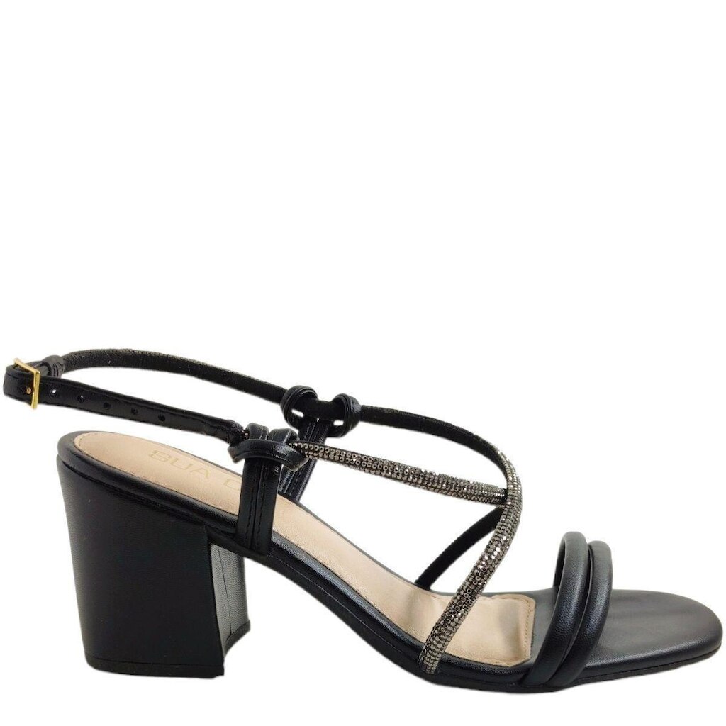 Sandália Feminina Social Casual Salto Médio com Strass Sua Cia 8186.15154