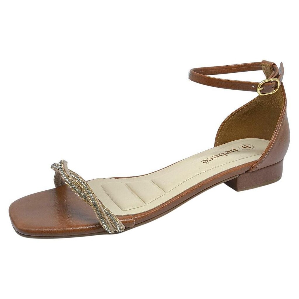 Sandalia Feminina Strass Brilhante Salto Bloco Baixo Bebece
