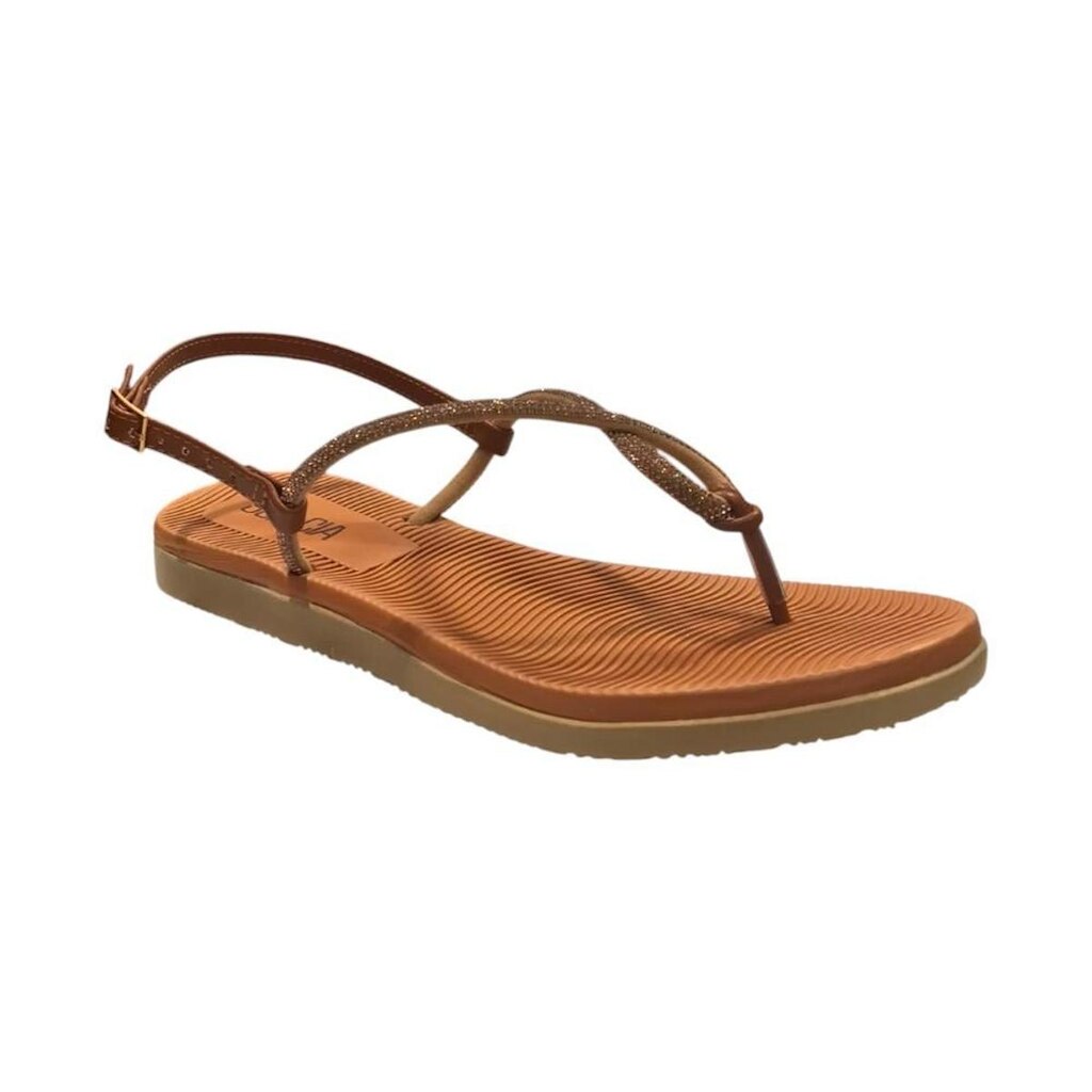 Sandália Feminina Sua Cia Tiras Stone Marrom/Ouro 8346-16167