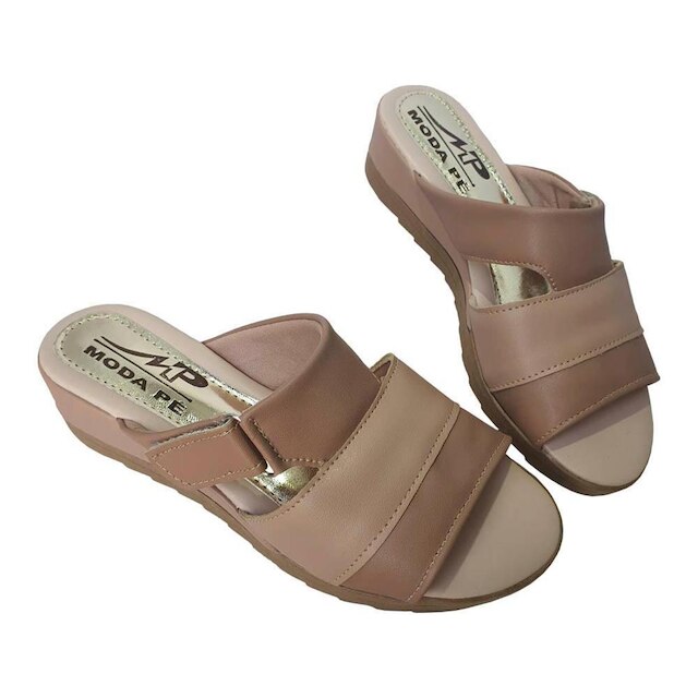 Sandália Feminina Tamanco Regulável Anabela Super Conforto Moda Pé