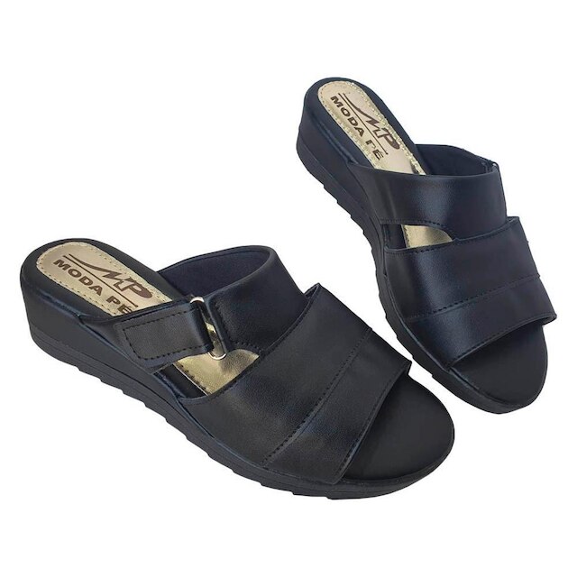 Sandália Feminina Tamanco Regulável Anabela Super Conforto Moda Pé