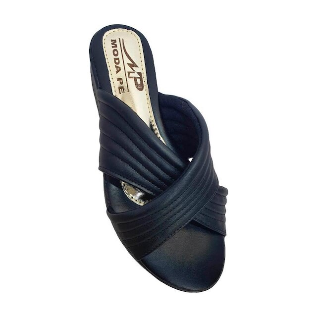 Sandália Feminina Tamanco Tiras Anabela Super Conforto Moda Pé