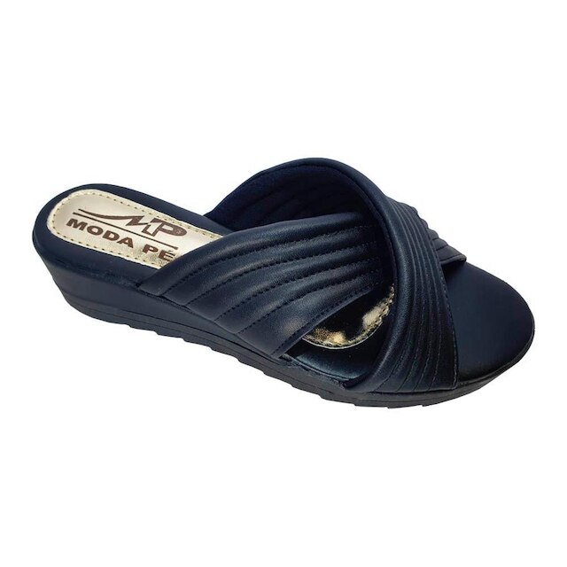 Sandália Feminina Tamanco Tiras Anabela Super Conforto Moda Pé
