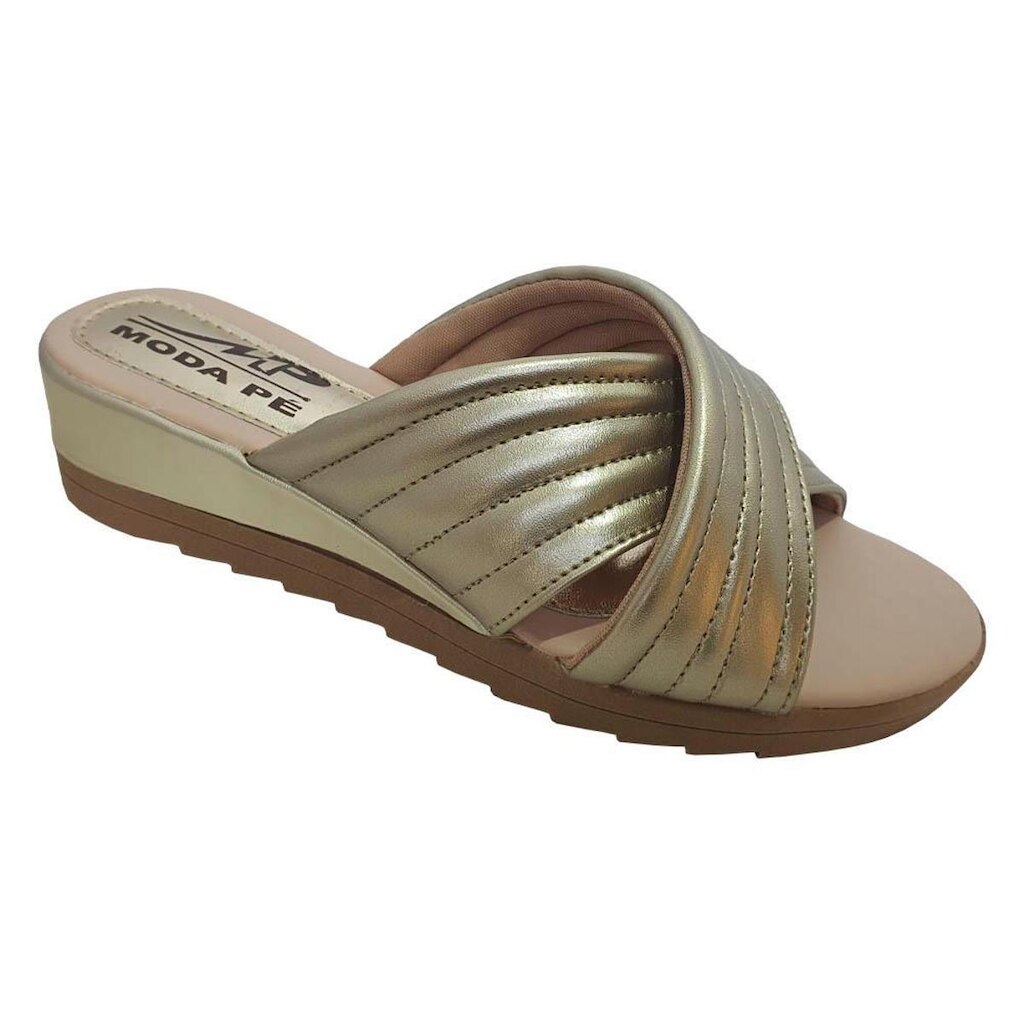Sandália Feminina Tamanco Tiras Anabela Super Conforto Moda Pé