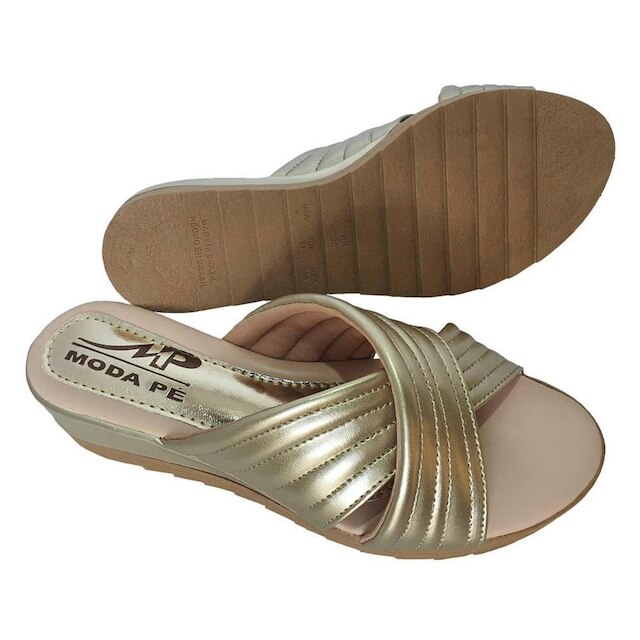 Sandália Feminina Tamanco Tiras Anabela Super Conforto Moda Pé