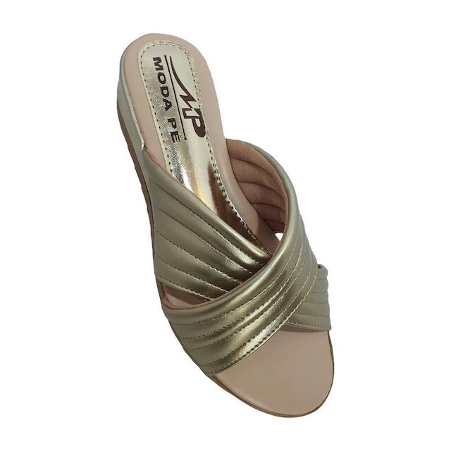 Sandália Feminina Tamanco Tiras Anabela Super Conforto Moda Pé