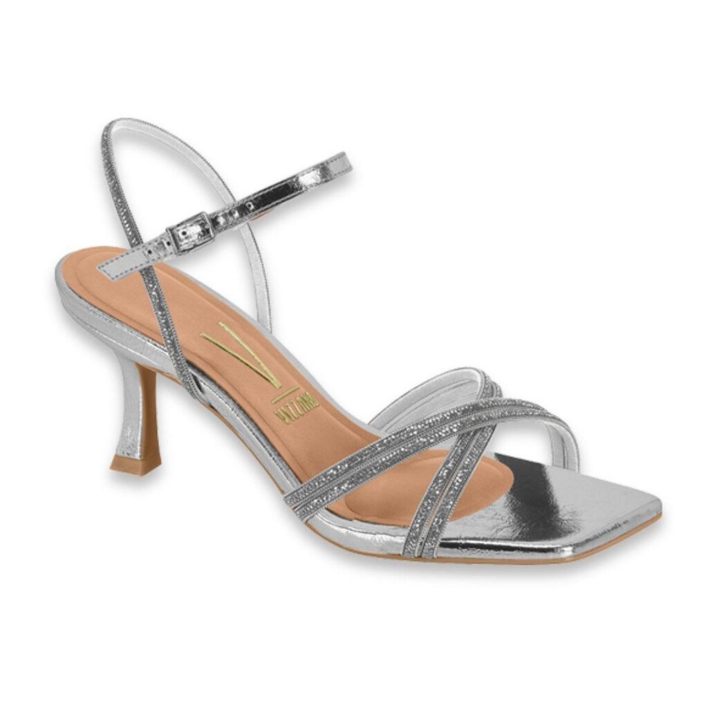 Sandália Feminina Vizzano Salto Médio Taça Strass Festa Casual Ref: 6536.205