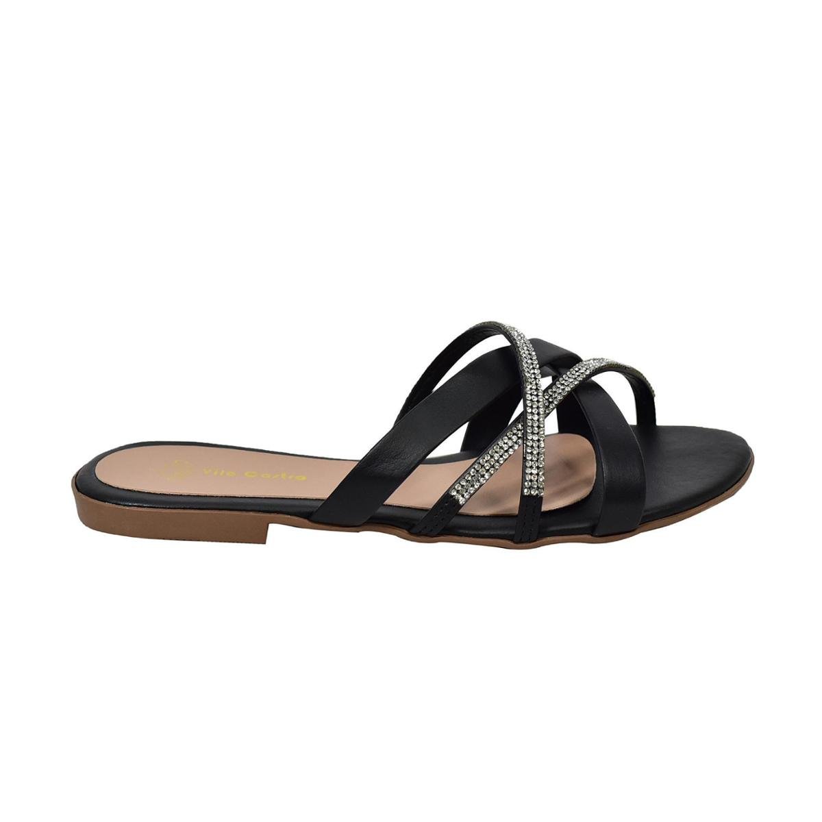Sandália Feminino Rasteirinha Rasteira com Stras 1019 Menor preço em Sandália Feminino Rasteirinha Rasteira com Stras 1019