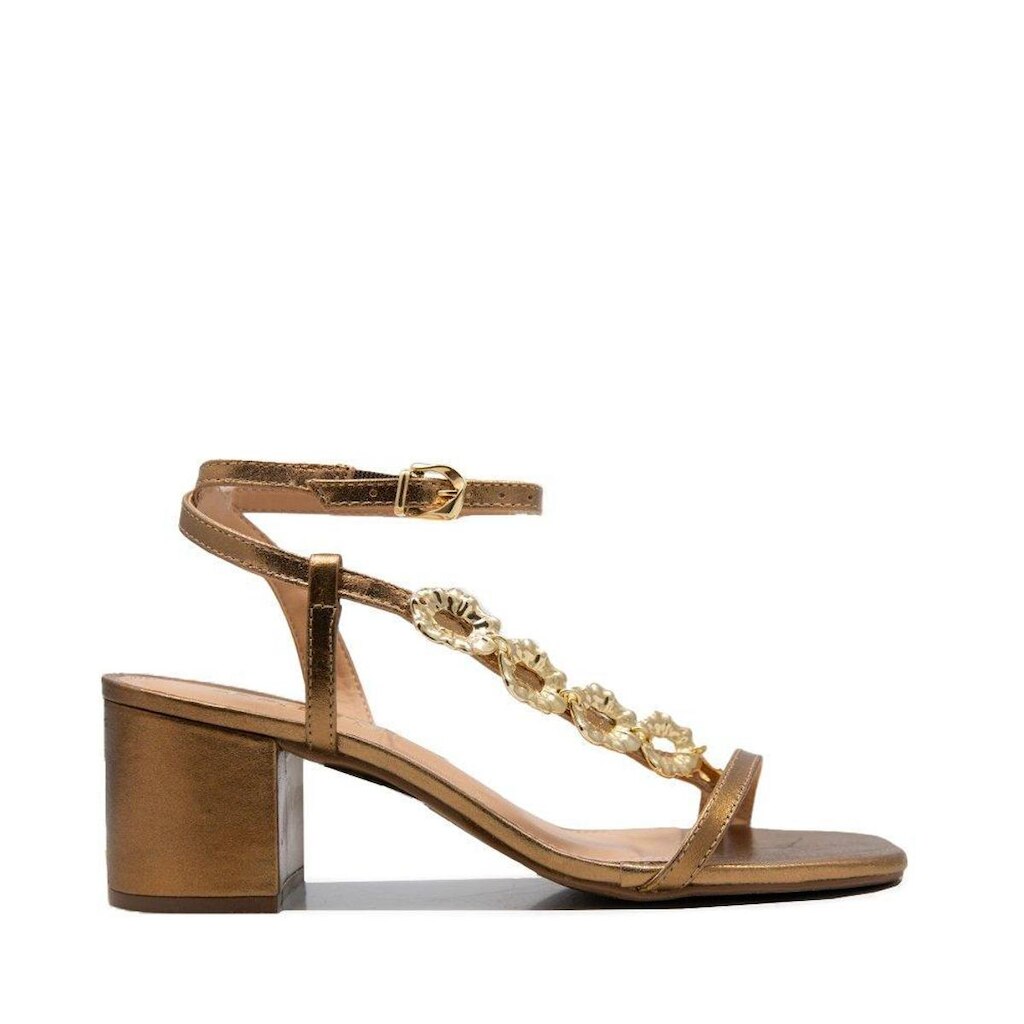 Sandalia Ferrucci Flor Salto Bloco