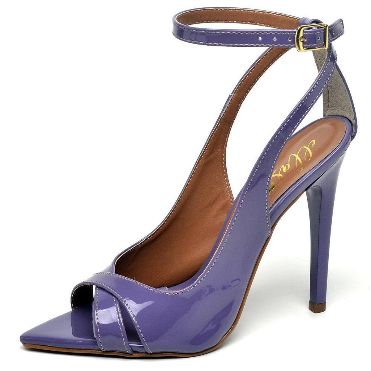 Sandália Festa Bico Fino Feminina Fivela Salto Alto Social - Roxo | Zattini