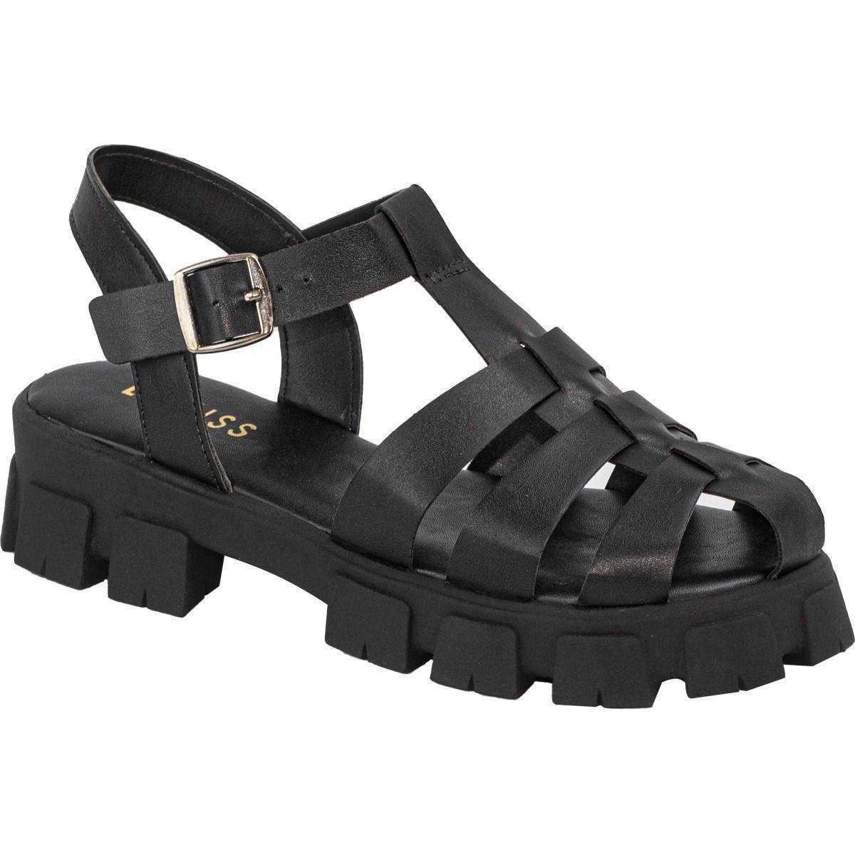 Sandália Fisherman Plataforma Tratorada Confortável - Preto Menor preço em Sandália Fisherman Plataforma Tratorada Confortável - Preto