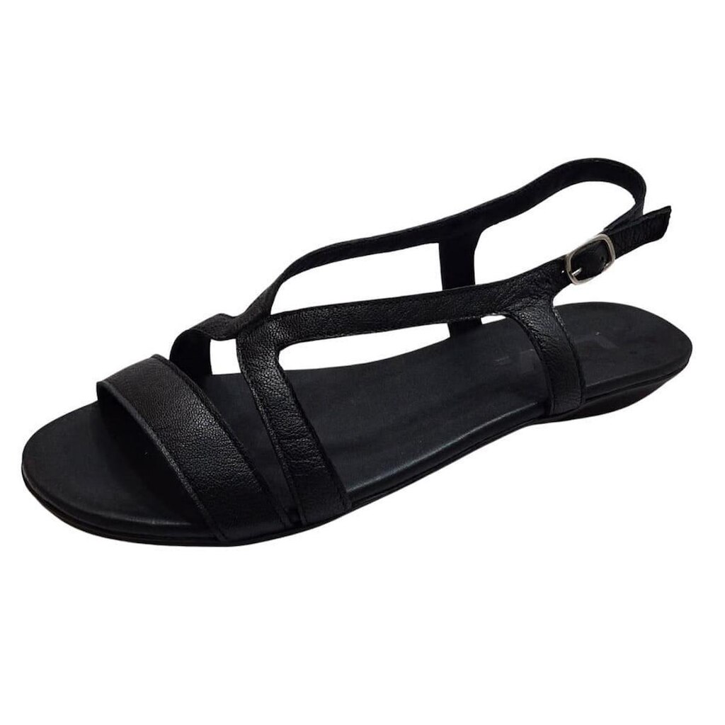 Sandália Flat Couro de Carneiro Preto