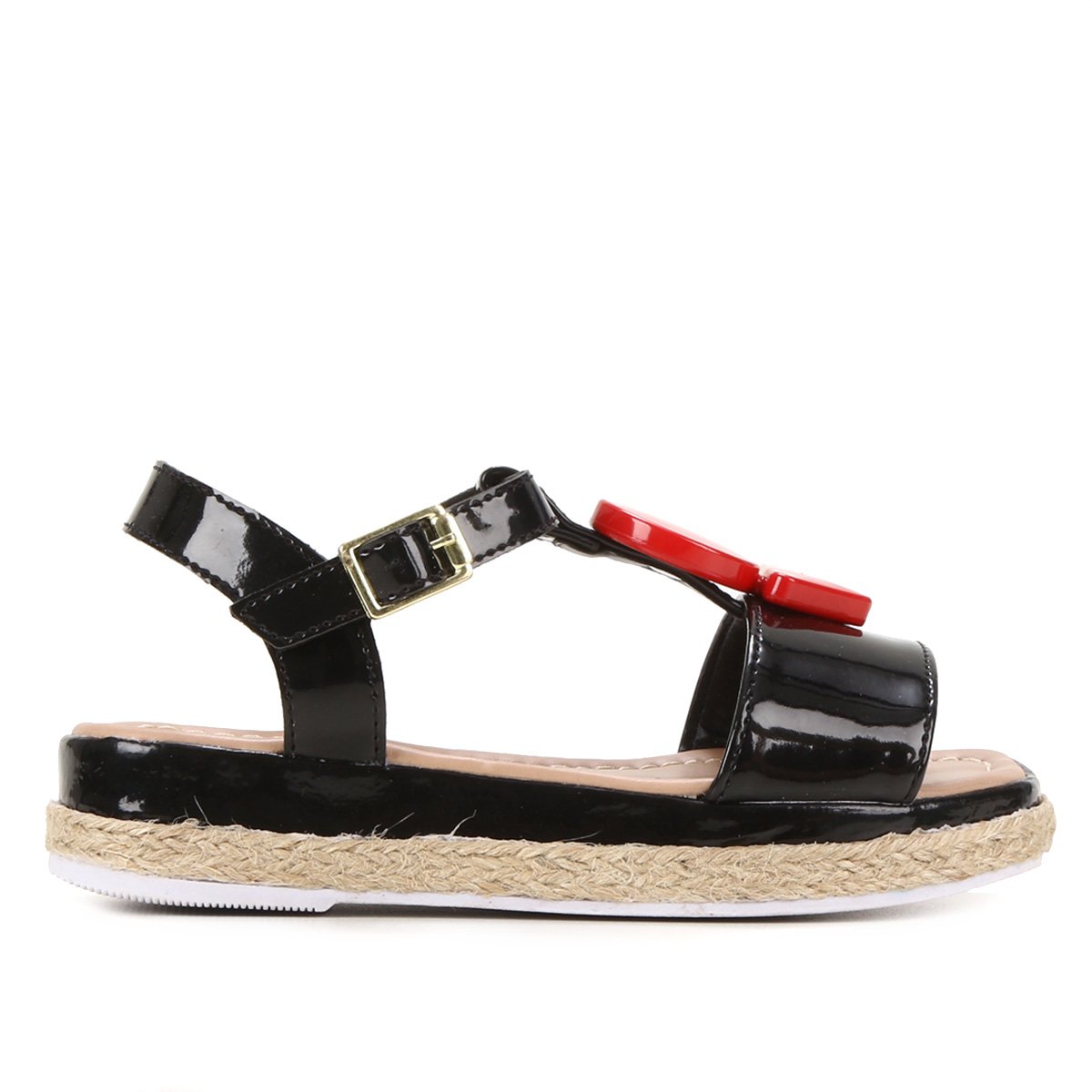Sandália Flat Infantil Menina Fashion Aplique Feminina - Preto Menor preço em Sandália Flat Infantil Menina Fashion Aplique Feminina - Preto