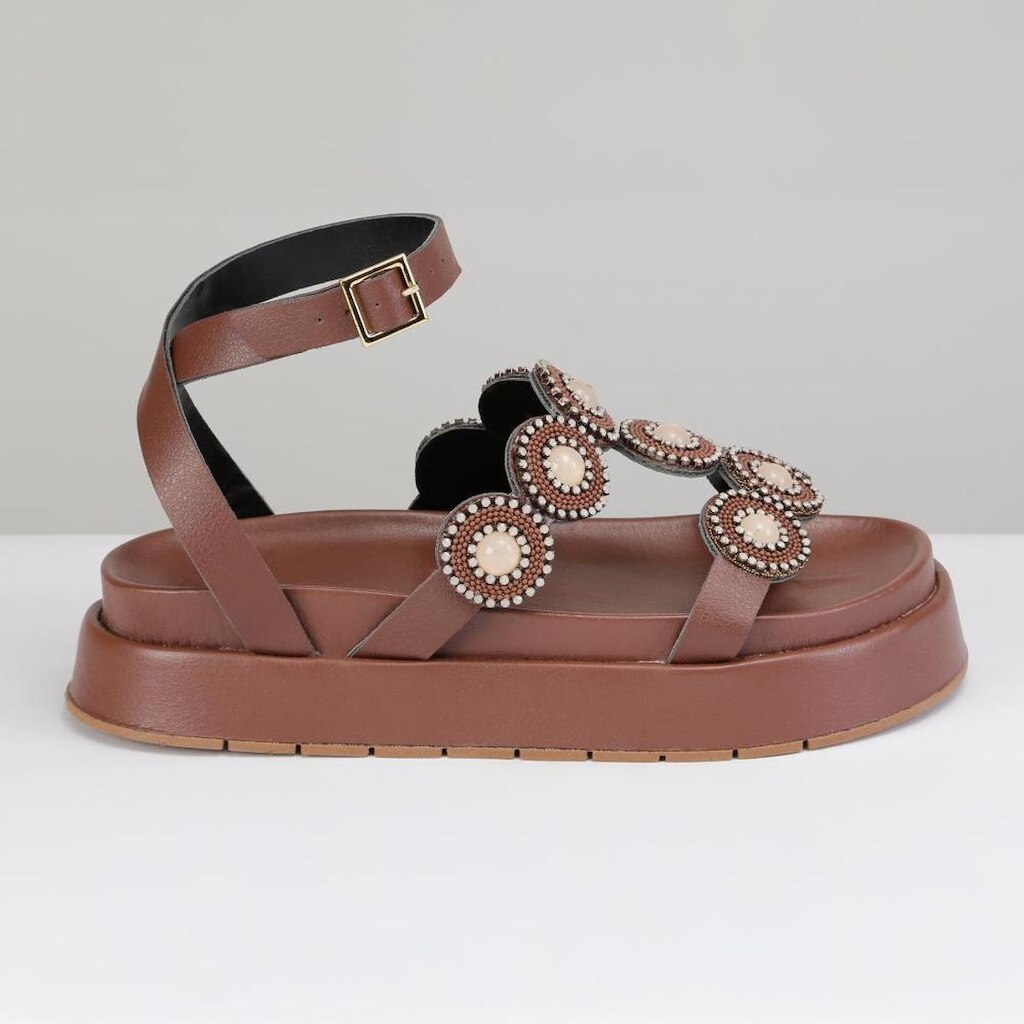 Sandália Flatform Pedraria Feminina Strass