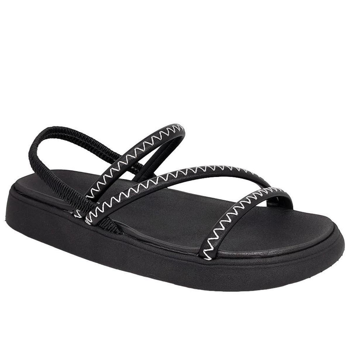 Sandália Flatform Rasteira Calce Fácil Tiras Moleca 5469114 - Preto Menor preço em Sandália Flatform Rasteira Calce Fácil Tiras Moleca 5469114 - Preto
