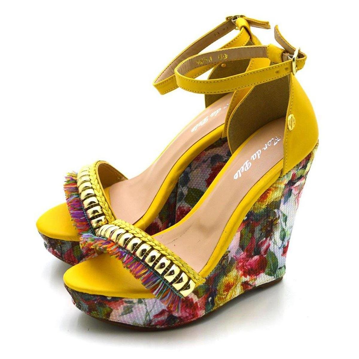 sandalia flor da pele anabela
