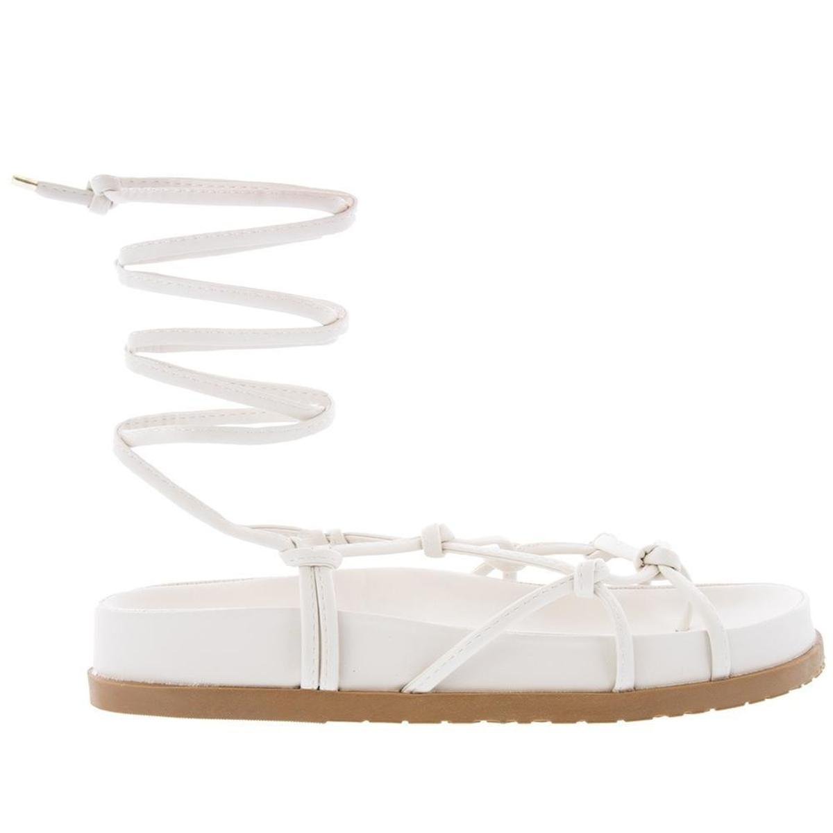 Sandália Gabriela Flatform Amarração Aplicação Nós Off White - 43 - Off White Menor preço em Sandália Gabriela Flatform Amarração Aplicação Nós Off White - 43 - Off White
