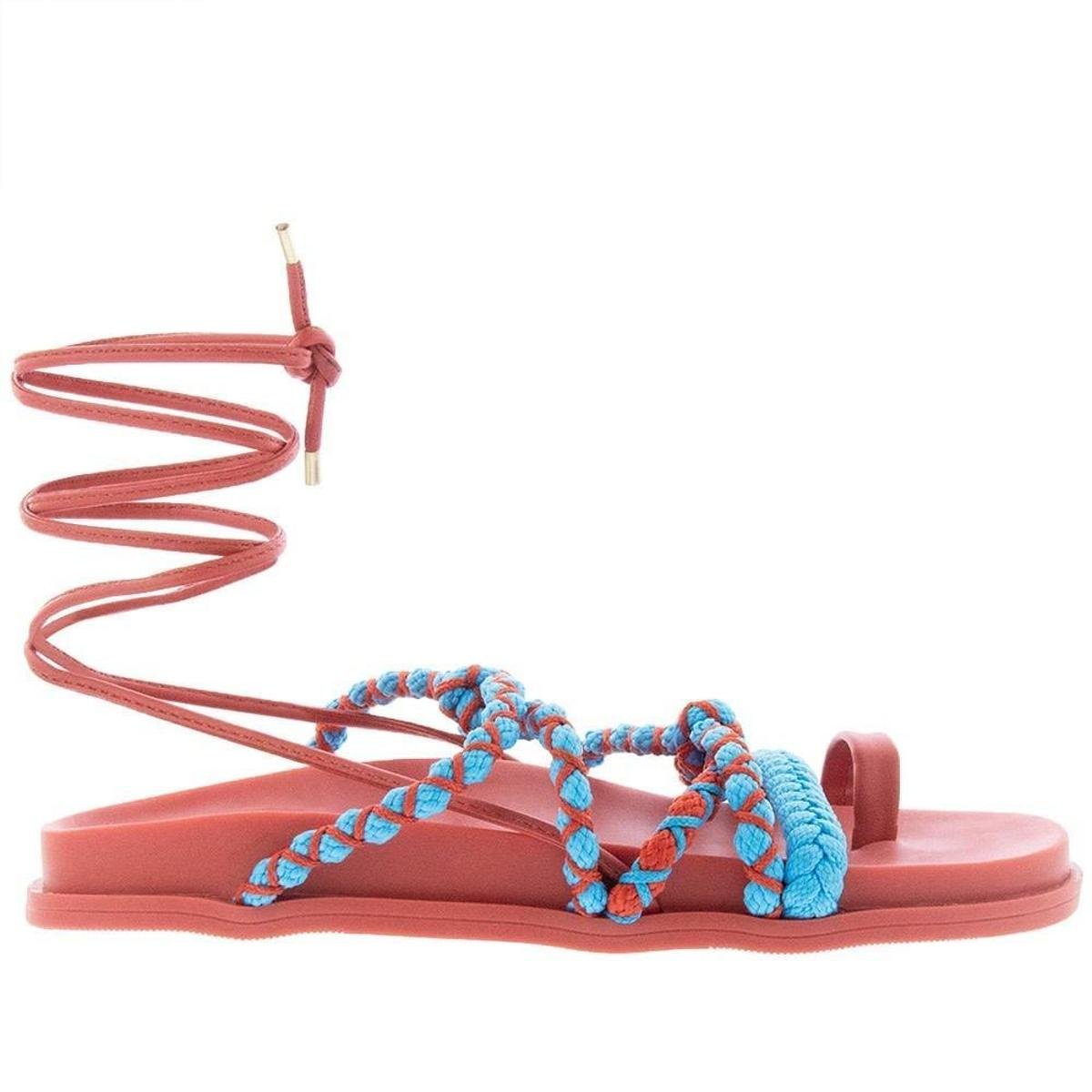 Sandália Gabriela Flatform Amarração Tressê Corda Laranja - Laranja Menor preço em Sandália Gabriela Flatform Amarração Tressê Corda Laranja - Laranja