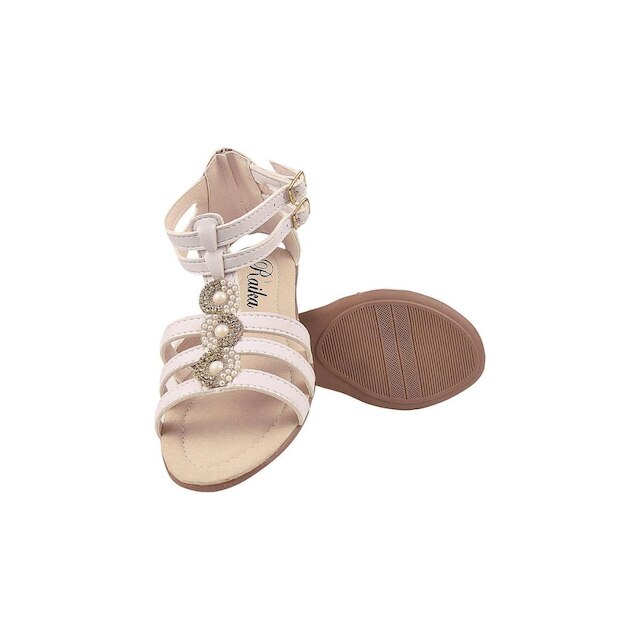 Sandália Gladiadora Infantil Menina Tiras Branca