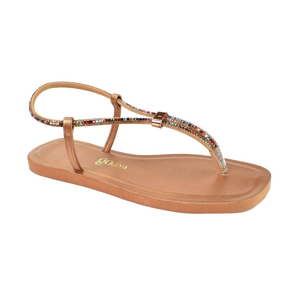 Sandália Godiva Pedraria Ajustável Bronze Feminina