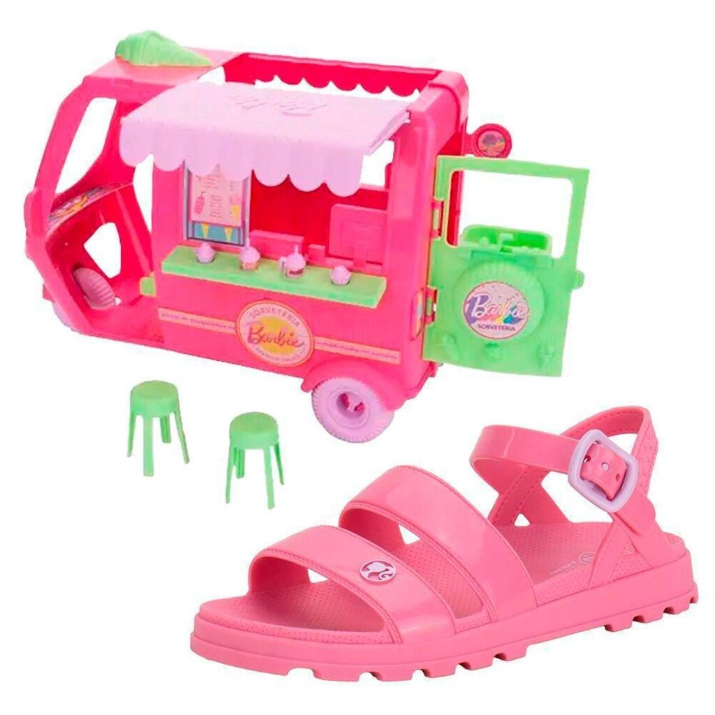 Sandalia Grendene Barbie Acompanha Carrinho