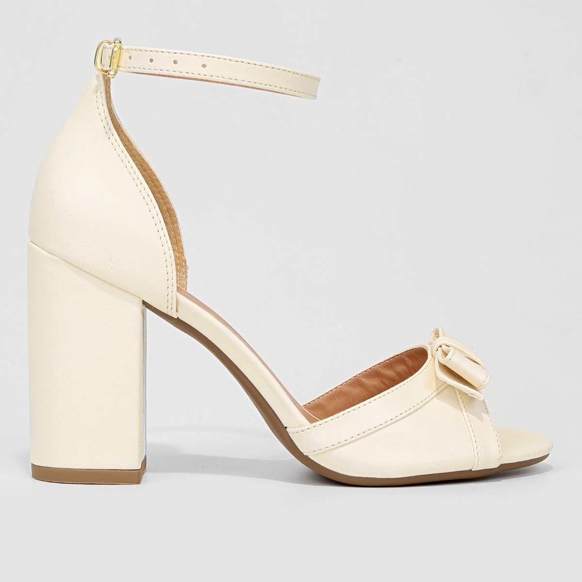 Sandália Griffe Laço Salto Alto Feminina - Off White Menor preço em Sandália Griffe Laço Salto Alto Feminina - Off White