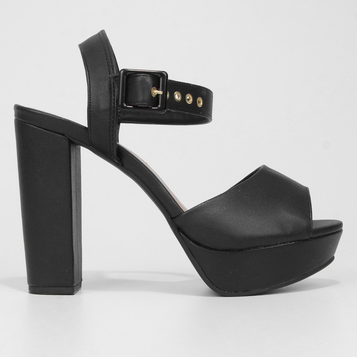 Sandália Griffe Meia Pata Grosso Feminina - Preto Menor preço em Sandália Griffe Meia Pata Grosso Feminina - Preto