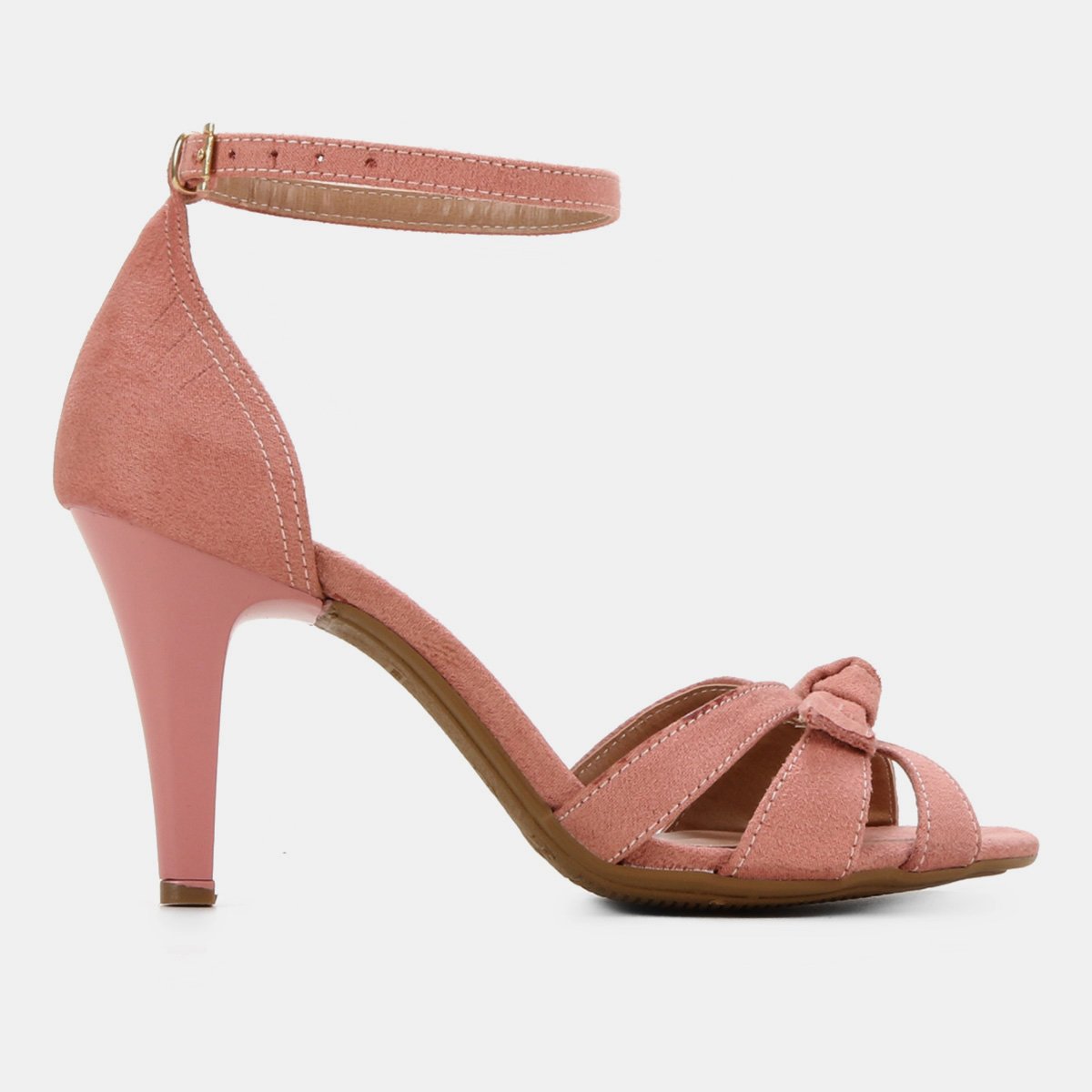 Sandália Griffe Salto Alto Fino Nó Feminina - Rosa Menor preço em Sandália Griffe Salto Alto Fino Nó Feminina - Rosa