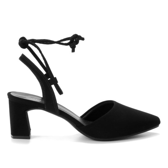 Sandália Griffe Salto Bloco Tiras Feminina - Preto