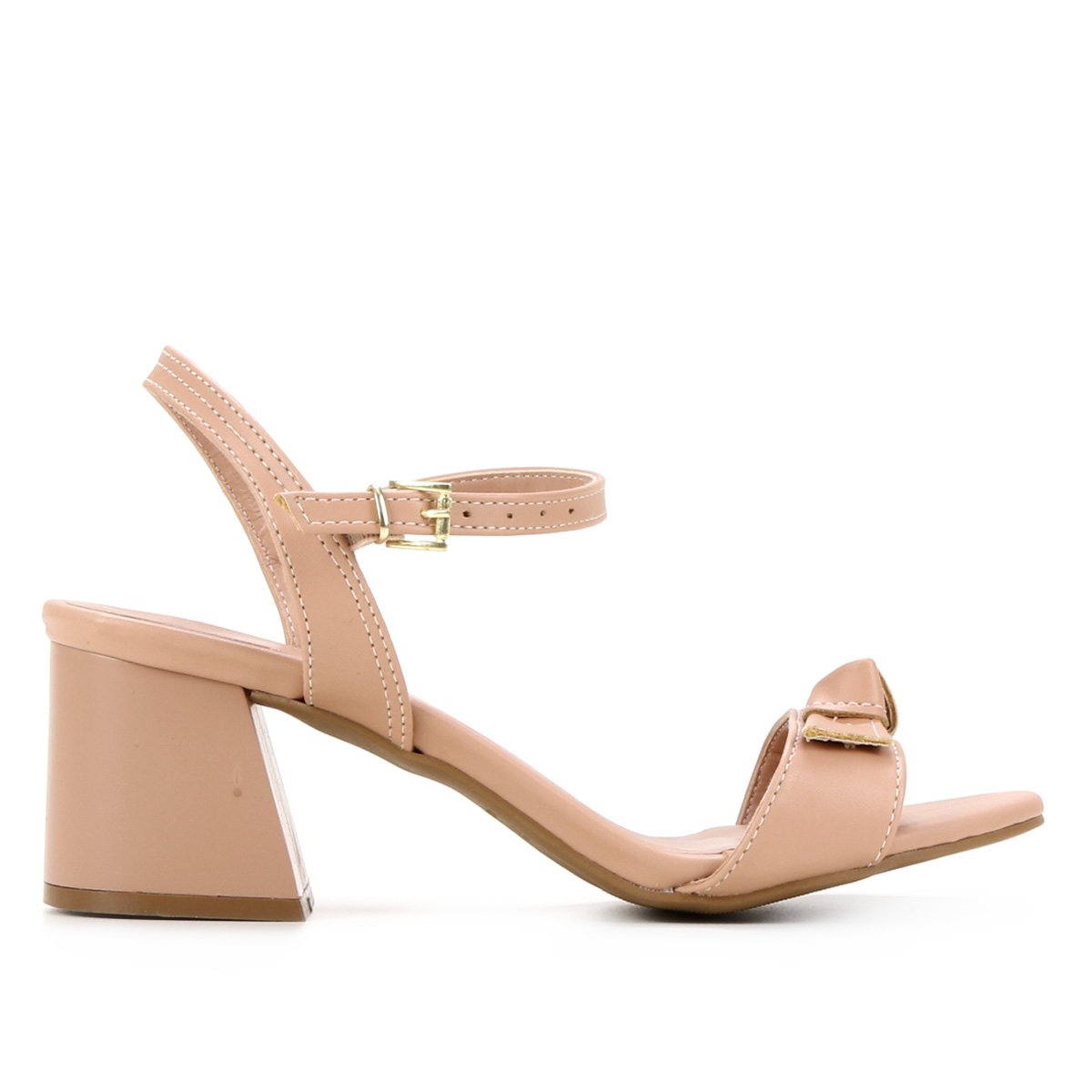 Sandália Griffe Salto Médio Feminina - Nude Menor preço em Sandália Griffe Salto Médio Feminina - Nude
