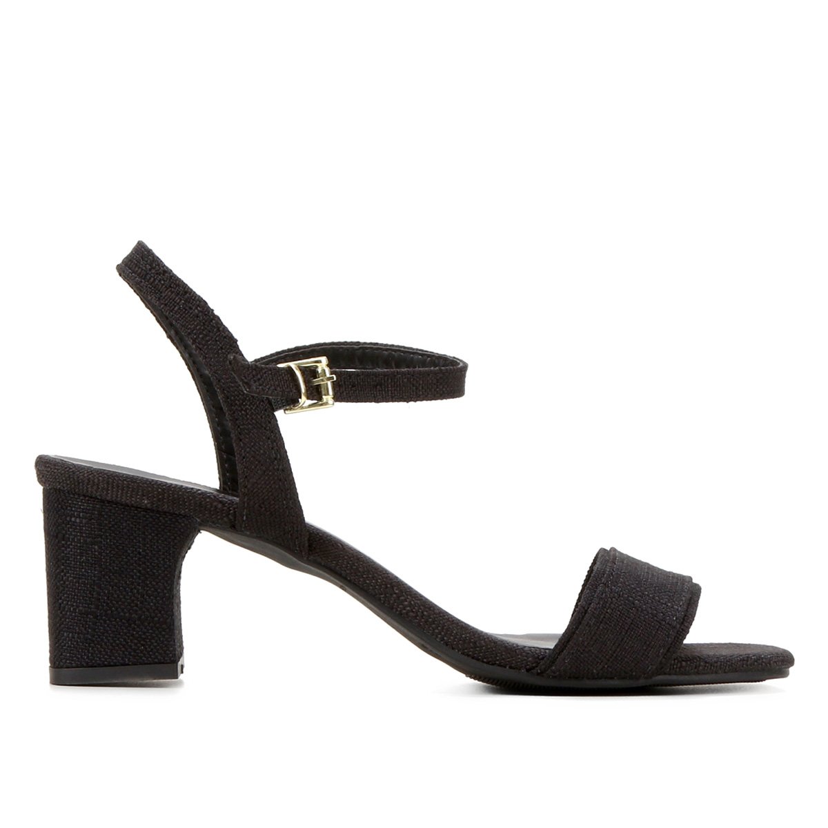 Sandália Griffe Salto Médio Feminina - Preto Menor preço em Sandália Griffe Salto Médio Feminina - Preto
