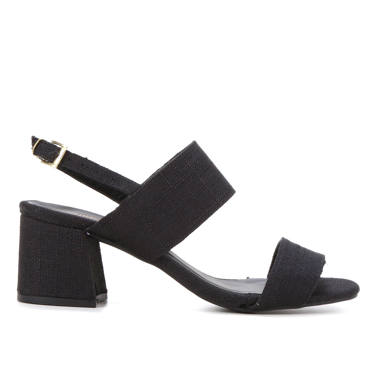 Sandália Griffe Salto Médio Grosso Feminina - Preto Menor preço em Sandália Griffe Salto Médio Grosso Feminina - Preto