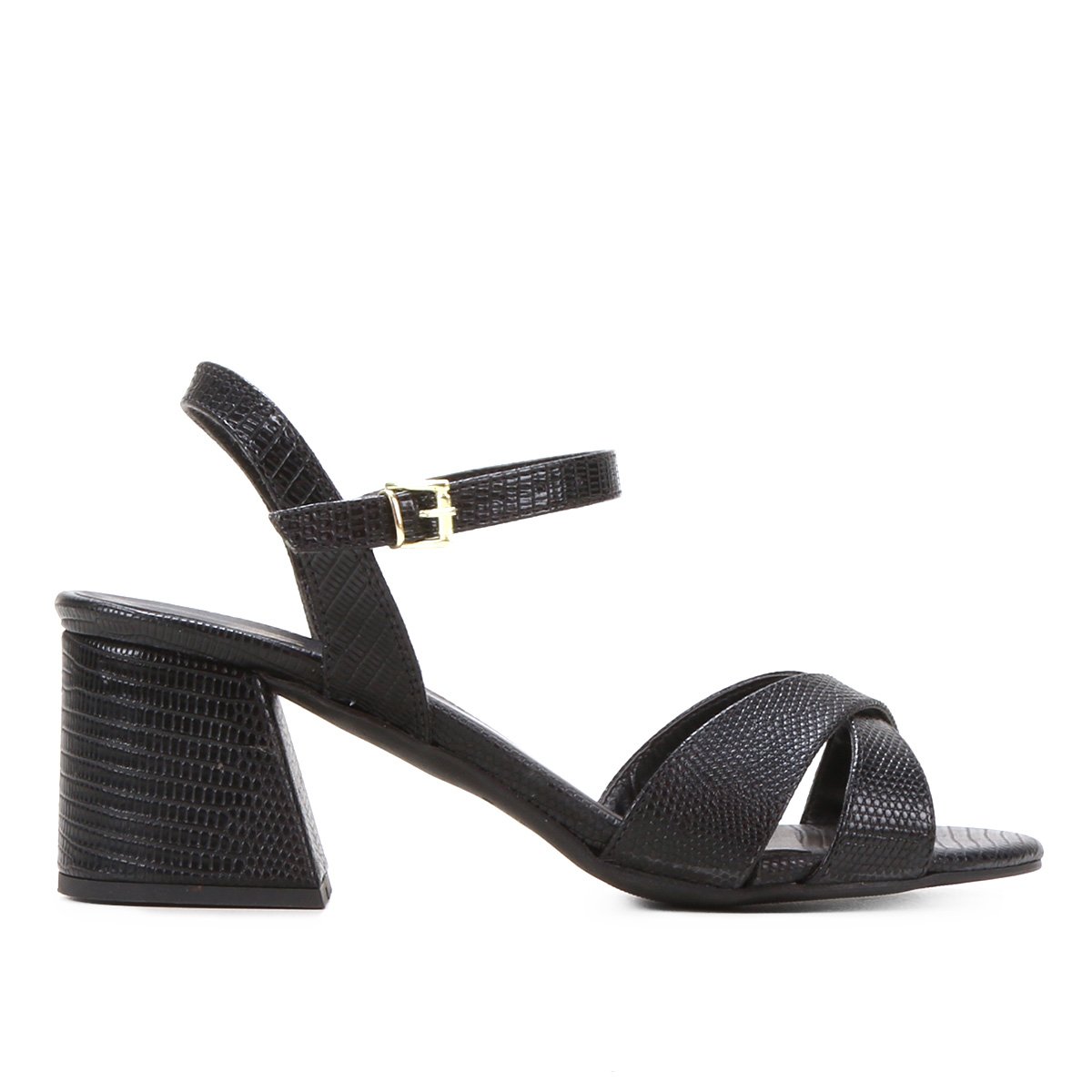 Sandália Griffe Tiras Cruzadas Croco Feminina - Preto é boa?