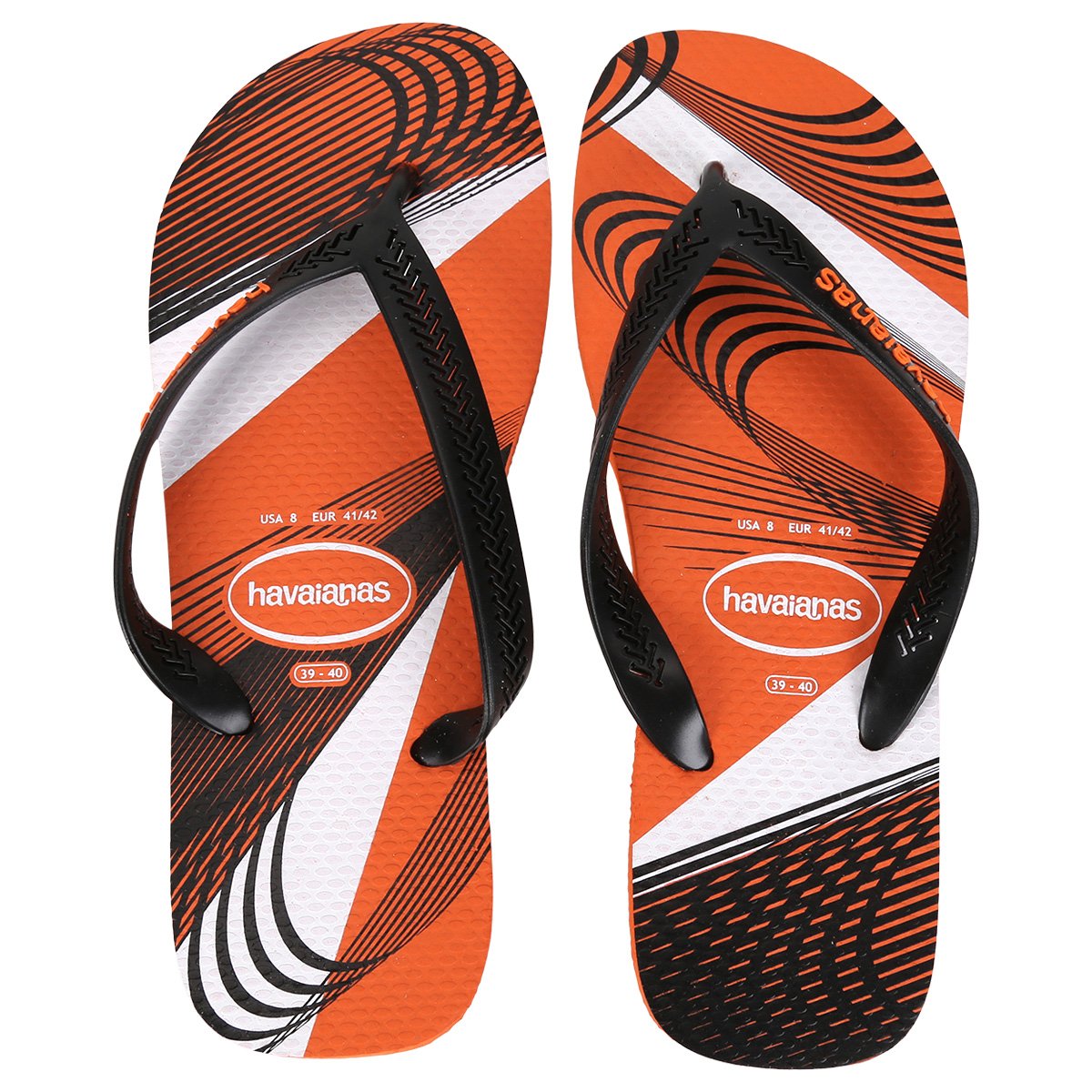 Sandália Havaianas Aero Graphic Masculina - Laranja+Preto Menor preço em Sandália Havaianas Aero Graphic Masculina - Laranja+Preto