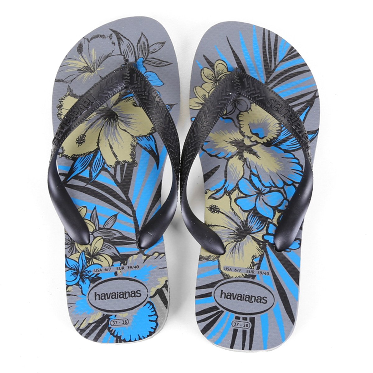 Sandália Havaianas Aloha Masculina - Cinza+Prata Menor preço em Sandália Havaianas Aloha Masculina - Cinza+Prata