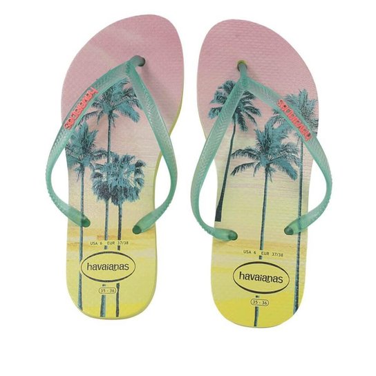 Sandália Havaianas Slim Paisage Feminina - Amarelo