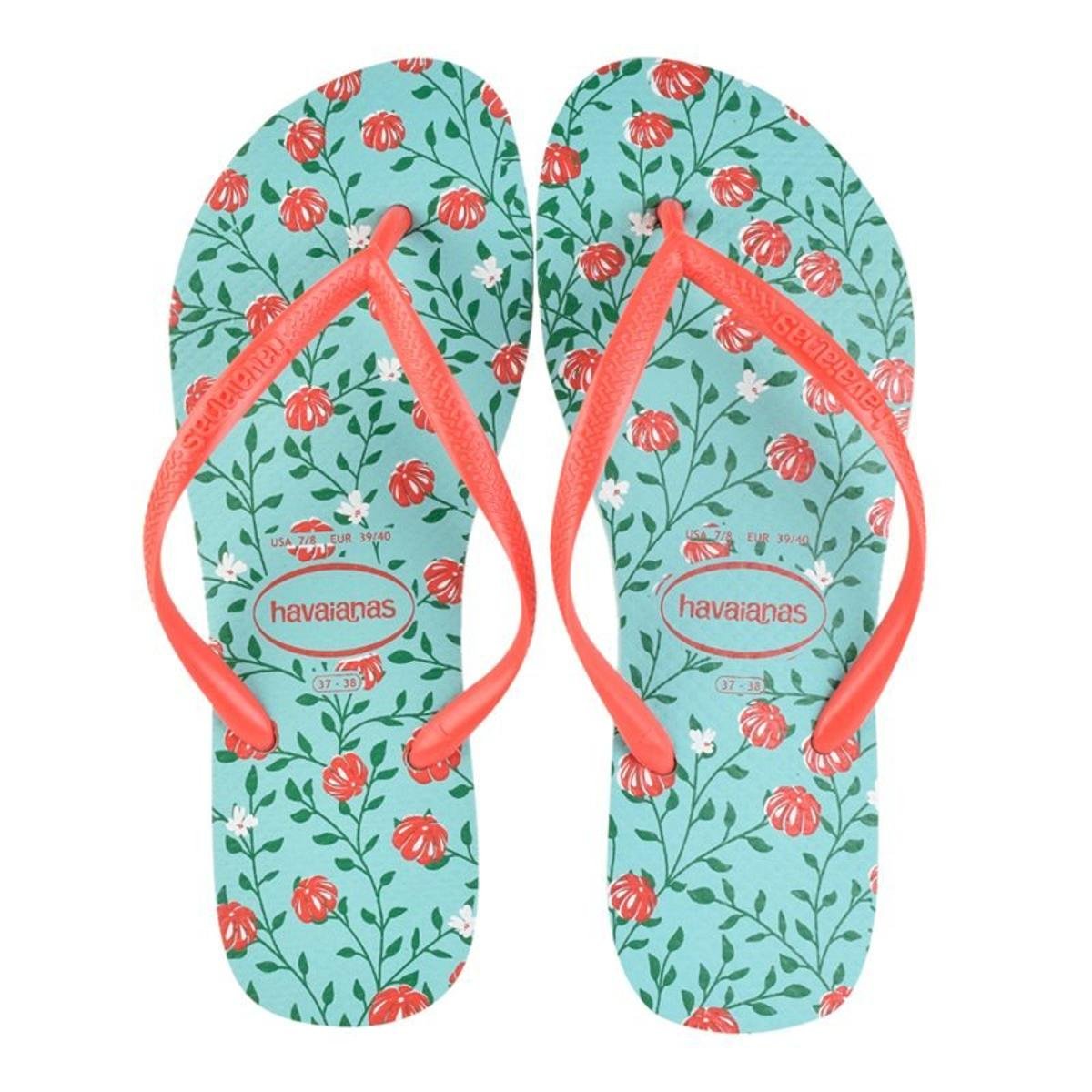 Sandália Havaianas Slim Romance Cf Feminina - Azul Menor preço em Sandália Havaianas Slim Romance Cf Feminina - Azul