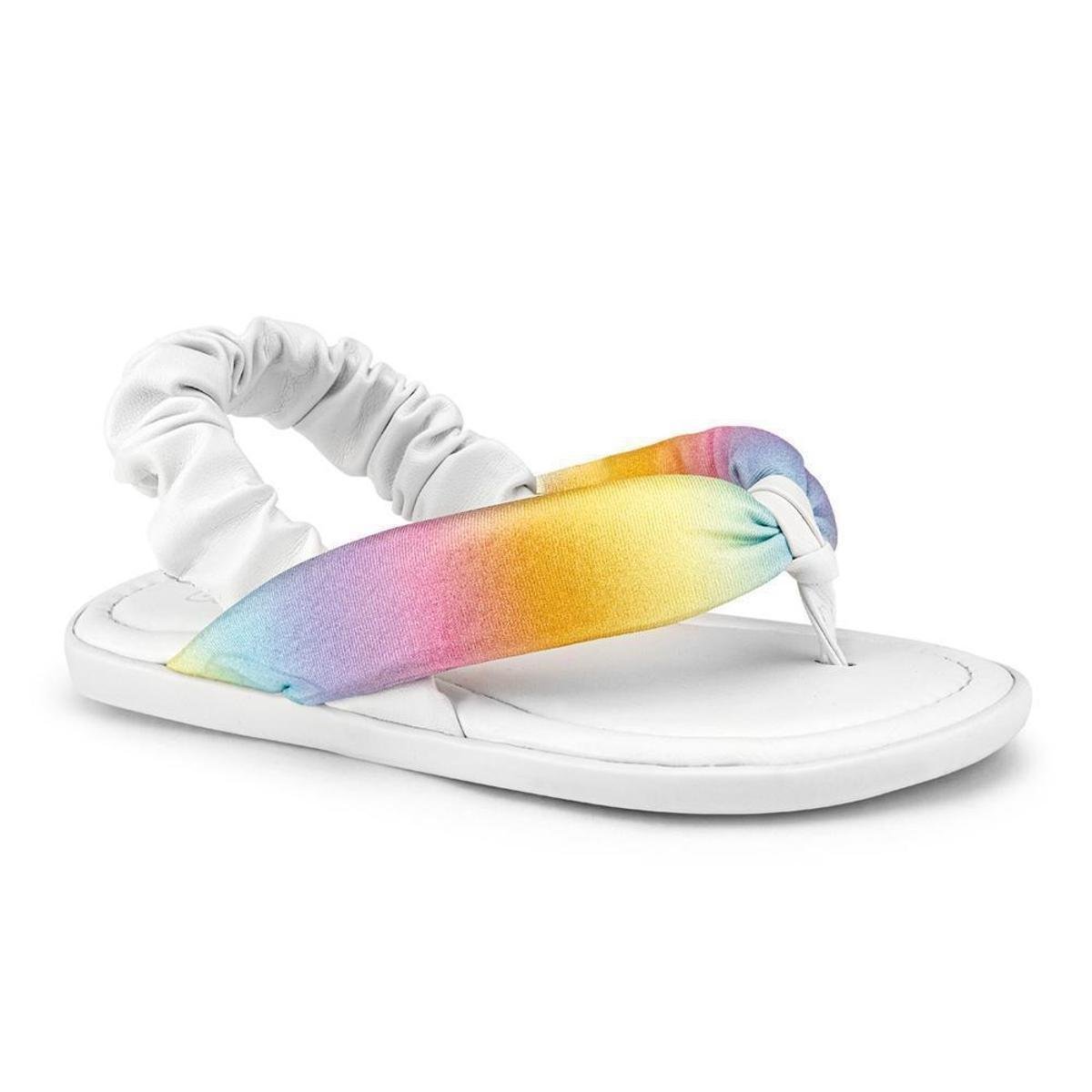 Sandália Infantil Bibi Soft Flat Rainbow Feminina - Branco Menor preço em Sandália Infantil Bibi Soft Flat Rainbow Feminina - Branco