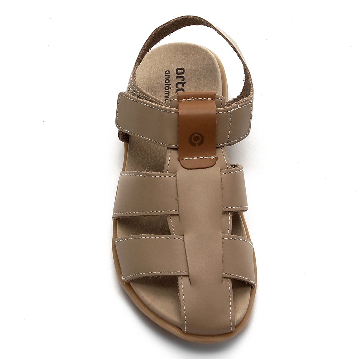 Sandália Infantil Couro Ortopé Lisa Masculina - Bege | Zattini