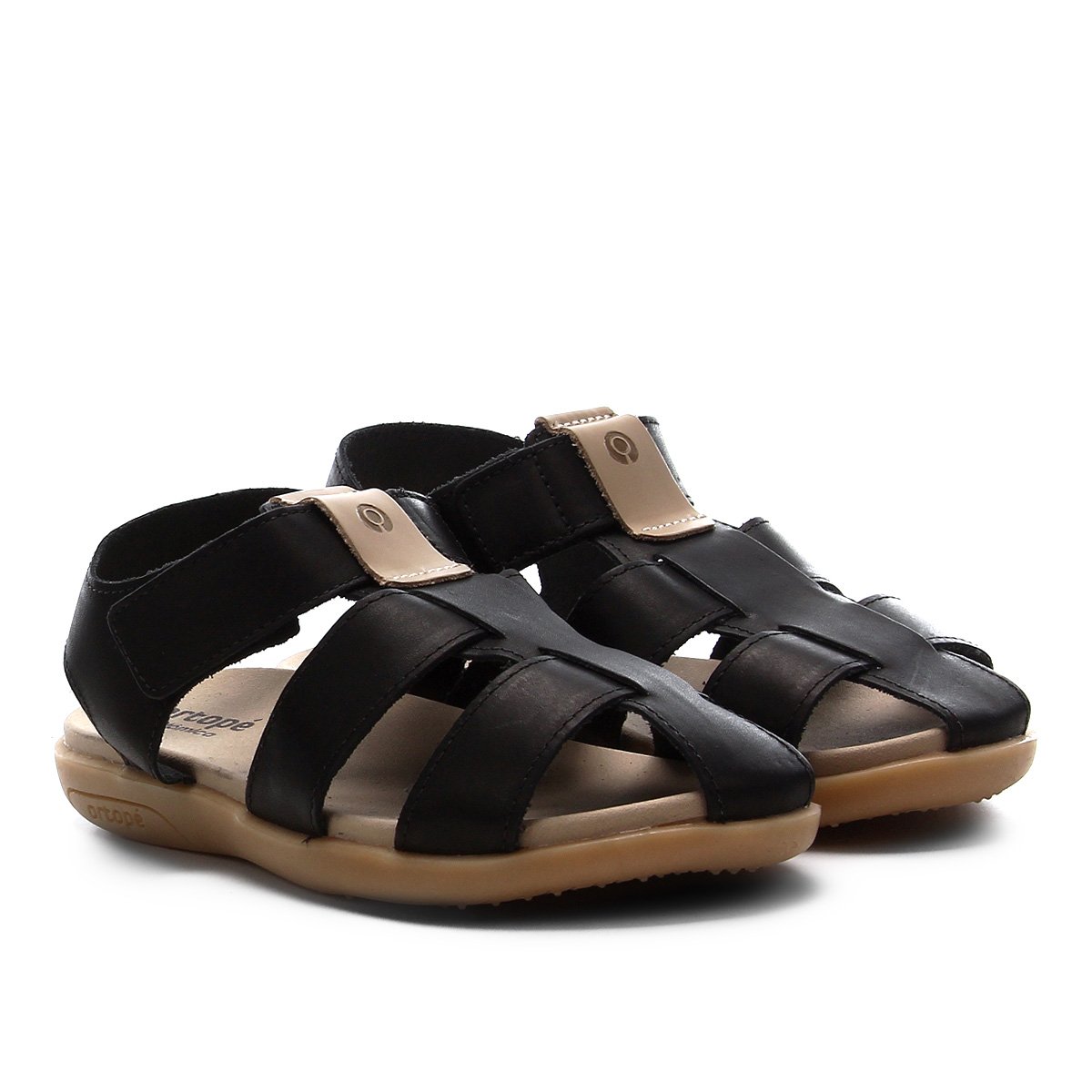 Sandália Infantil Couro Ortopé Lisa Masculina - Bege | Zattini